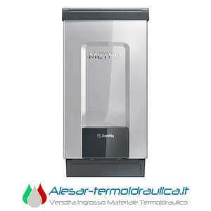 alesar-beretta-meteox-catalogo | Alesar Vendita Ingrosso Materiale Termoidraulico Vertical stainless steel hydraulic unit with METEO branding and a Beretta label, shown on a white background.
